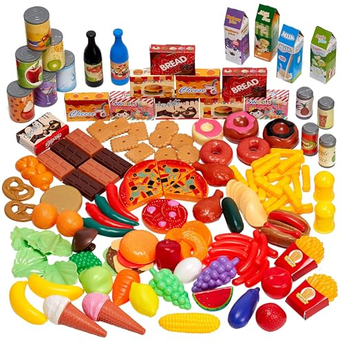 THE TWIDDLERS 300 Pieces Pretend Play Food Toys, Role Play Kids Kitchen Accessories Toy Set for Boys & Girls - Includes Fruits & Vegetables Age 3+