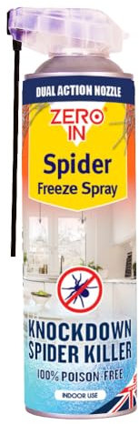 Zero In Spider Freeze Spray 500ml - Instantly Kills Spiders, 100% Poison Free - Non Toxic, Fast-Acting, Odourless Formula Kills on Contact