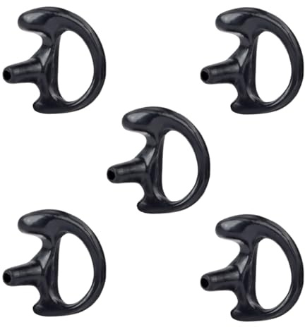 HYSHIKRA Ersatz-Ohrstöpsel für Walkie-Talkie-Spulenrohr-Audio-Kits, 5 für Links oder rechts, schwarz, Einzelohrpassstück für das Linke und rechte Ohr (Black, medium Right)