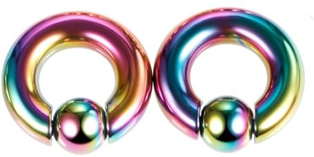 Tolldek 2er 6.0x16x10 Ear Flesh Tunnel, Hoop mit Kugel Ohrringe Tunnel Optik Damen, Edelstahl Bunt Ohrringe Piercing Schmuck Damen Körper-Piercing Schmuck