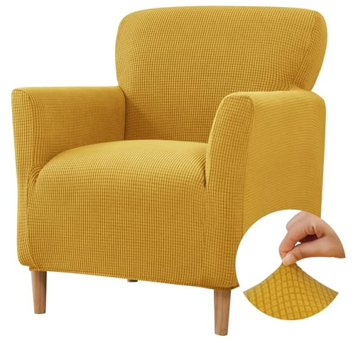 Niuoppy Armchair Covers Banquet Slipcovers, Stretch Arm Chair Covers, Single Armchair Slipcovers Anti-slip, Thicked Armchair Cover for 1 Seat Sofa Armchair Protector (Butter Yellow)