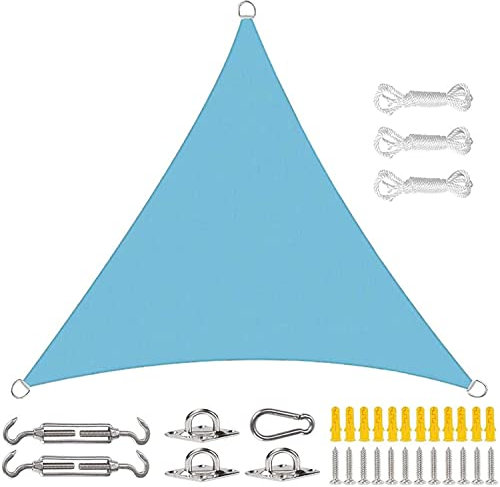 Outdoor Sun Shade Sail for Camping UV Protection Triangle Sun Sail with Right Angle Sky Blue 3.6x3.6x3.6m