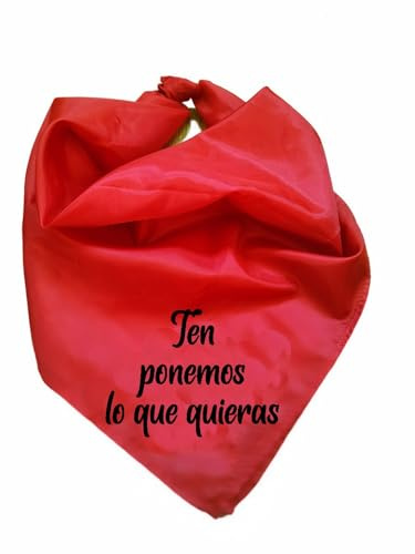Pañuelo Rojo de Fiesta 50x50 cm con Nombre Personalizado – Tela Stretch Plana de Poliéster y Tafetan, de Primera Calidad – Disponible también en tamaño niño – Accesorio típico y original.
