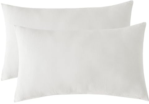 SOULFUL Doppelte Muslin Kissenbezug 40x60 Baumwolle, Kissenbezüge 2 Teilig mit Reißverschluss, ÖkoTex Zertifiziert, Weiß