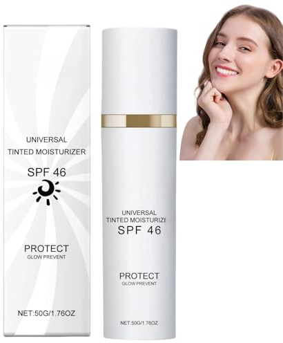 Tinted Moisturizer with SPF 46,50ml Tinted Moisturizer Anti-Aging,Tinted Moisturiser,Tinted Sunscreen for Face,Universal Tin/ted Sunscreen,Face Moisturiser,All-in-One F/ace S/unscreen and Fou/ndation