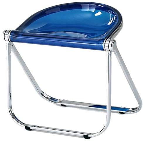 Klappstuhl aus transparentem Acryl, moderner Armlehnstuhl für Zuhause, Büro, Wohnzimmer, Esszimmer und Außenbereich, Blau