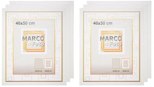 MARCOFOTO Set de 6 Marcos de Fotos Blanco - Marco Para Cuadros - Marco de Fotos - Marcos Cuadros - Marcos Fotos Pared con Plexiglas - Marco Fotos - Marcos Madera MDF 40X50