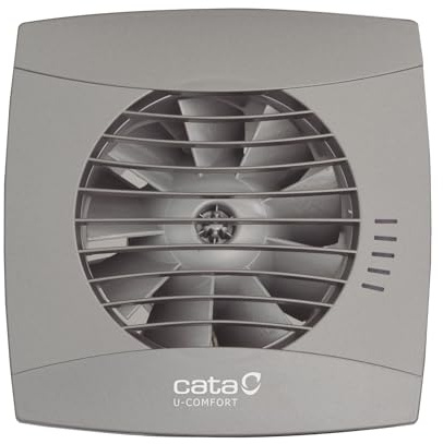 CATA Bathroom Extractor Fan UC-12 TIMER HYGRO SILVER Class IP44 Anti-return Valve Humidity Detector Sound Level 26 dB Power 12 W Outlet Diameter 120 mm Flow Rate 205 m3/h Silent Eco Colour Grey