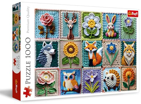 Trefl - Crochet - Mi pasión - Puzzle de 1000 Piezas - Puzzle con Animales y Flores Hecho con la técnica del Crochet, para Adultos y niños Mayores de 14 años.