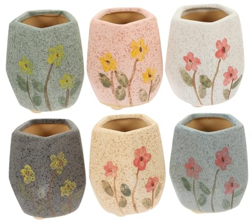 TOYANDONA 6piezas Maceta Transpirable De Cerámica Maceta De Jardinería para Plantas Verdes Decorativa para Suculentas para Interior