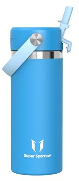 Sparrow Kids Insulated Water Bottle with Straw 500ml Metal Water Bottles