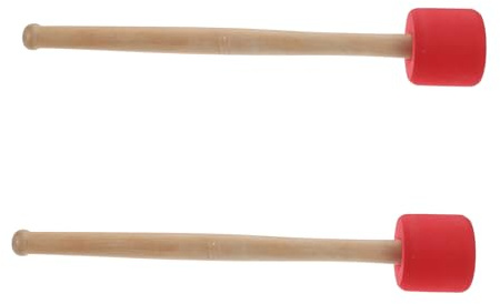 2 Stück Trommelschlägel mit Holzgriff für Drum Übung und Unterricht | Rot, Rutschfester Griff, Leichter Aufbau, für Jugendliche und Fortgeschrittene, Passend zur Trommel