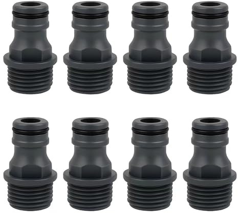8 PCS Conectores de Manguera de jardín, G1/2 de plástico ABS Resistente, adaptadores roscados Macho para Grifo Exterior, Accesorios Impermeables para Manguera de jardín y Uso doméstico
