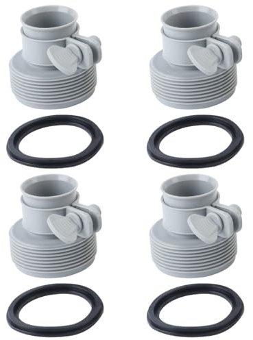 Hoite Adaptateur de tuyau de piscine 4 pièces 1,5 pouce – Raccords en plastique gris pour pompes de piscine hors sol et systèmes d'eau salée