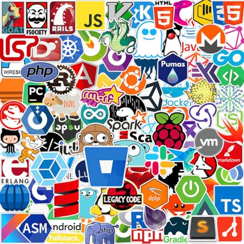 Pack of 100 Programmer Stickers, Waterproof Vinyl Graffiti Stickers for Skateboard, Car, Laptop, Guitar, Teenagers, Adults