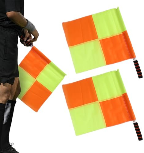Schiedsrichter Fahne - 2er- Set Linienrichter Fahnen - Wetterfeste Hochsichtbare Eckfahnen für Fußballspiele in Halle & Schulturnieren