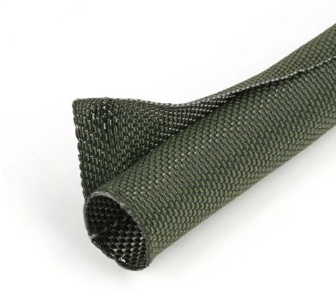 HOLED 3/4 inch Split Braided Cable Management Sleeve for USB Cable Power Cord Audio Video Cable, Wire Loom Cord Protector from Cat Dog Chewing (Dark Green, 10FT)