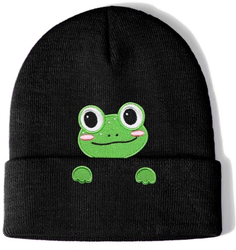 Aretas Frosch Mütze Beanie Hut Haube Geschenke für Damen Mädchen Frog Tier Geschenk Kawaii Deko Lustige Niedlicher Frösche Hüte für Angeln Wandern Camping Outdoor Weihnachten