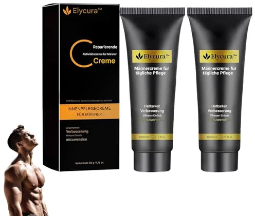 Elycura Männercreme für tägliche Pflege, Performance-Creme, Elycura Intimcreme für Männer, Regenerationscreme für Männer, Pflegende Körperbutter, Für neue Vitalität und mehr Selbstvertrauen (2 Stück)