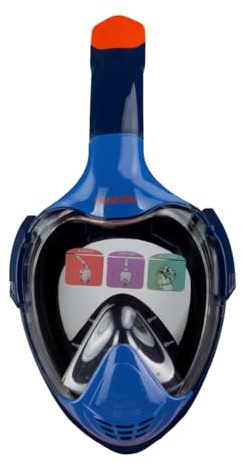 Captain Mike Maschera da snorkeling integrale con Dry Top – 180° Panorama – Valvola CO₂ & Anti Fog – Sistema respiratorio per naso e bocca – Supporto fotocamera – Per adulti e ragazzi L/XL