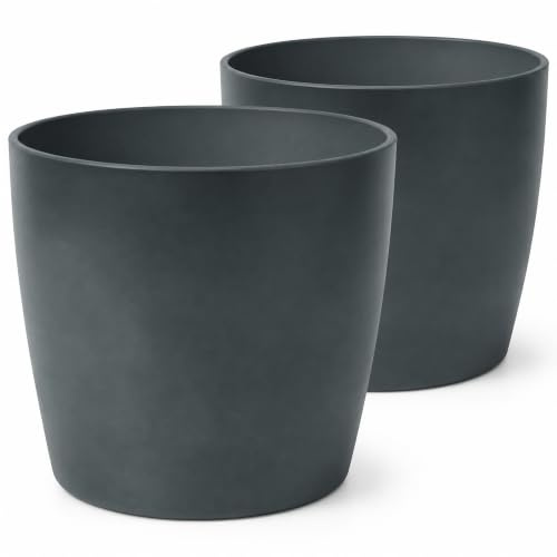 Zedelmaier 2er-Set Blumentöpfe Outdoor, wetterfest, 20 cm, Blaugrau | Dickwandige Übertöpfe, stabil & standfest, matte Betonoptik, Blumentopf außen für Balkon, Terrasse, Garten & Hauseingang