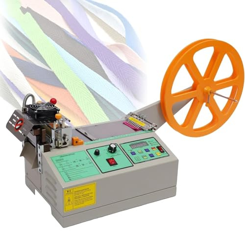 Automatic Electric Tape Cutter Machine - Hot & Cold Strip Cutter for Nylon, PVC, Polyester Webbing, Ribbons and Straps, 1-95mm Cutting Width