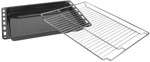 Universal Oven Grill Shelf & Enamel Baking Tray Set 465 x 375 mm, Adjustable Oven Rack and Deep Roasting Tray 465 x 375 x 40 mm, Compatible with Most Built-in Electric and Fan Ovens