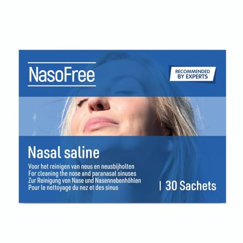 NasoFree Saline Nasal Rinse Salt Sachets for Sinus Rinse, Nasal Irrigation, Nasal Flush & Blocked Nose Relief | Drug-Free | Suitable for Adults & Supervised Children (30 Sachets)