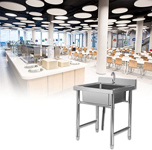 WIQUYBML Lavello da Cucina Commerciale a Scomparti - Postazione di Lavoro in Acciaio Inox 304 - Lavamani con alzatina