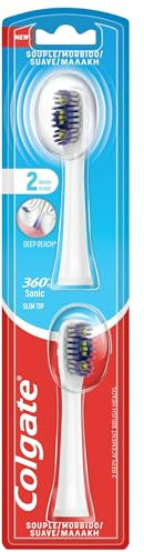 Colgate Ricariche Spazzolino a Batteria 360 Floss Tip, Confezione da due 2 testine con setole morbide e punte fini