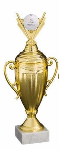 RaRu Großer Golf-Pokal mit Golfball-Halter und Ihrer Wunschgravur (OHNE Ball).