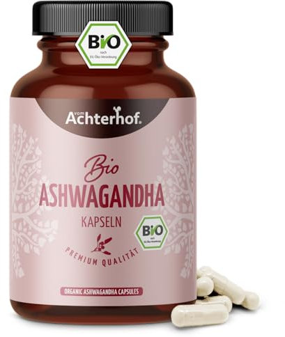 Ashwagandha Kapseln Bio 150 Stück | hochdosiert 1500mg pro Tagesdosis | fein gemahlenes Ashwagandha Pulver in Bio-Qualität | bedeutende Rolle im indischen Ayurveda | vom Achterhof