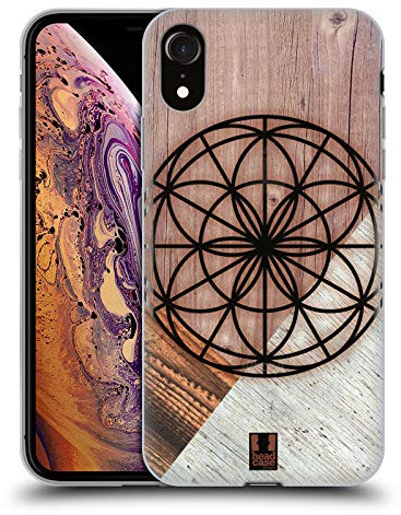 Head Case Designs Graine De Vie Empreintes en Bois Géométriques Coque en Gel [Protection de Qualité Militaire] Compatible avec Apple iPhone XR