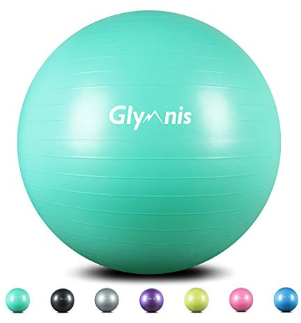 Glymnis Yogaball Gymnastikball Sitzball 55cm/65cm/75cm Dicker Pilates Ball inkl. Luftpumpe Robuster 300kg Maximalbelastbarkeit für Hause Gym Büro