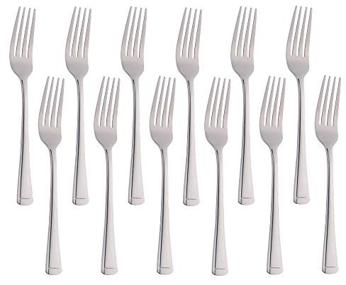 N / A Meisha Stainless Steel Table Forks, Harley Pattern Dinner Forks, Flatware Cutlery Set of 12, Great for Buffet, Banquet, Party, Dishwasher Safe - Silver