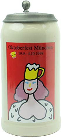 Steinfixx® - Original Oktoberfestkrug 1998 mit Zinndeckel und Zertifikat I Jahrgangskrug I Jahreskrug I Wiesnkrug I Sammlerkrug