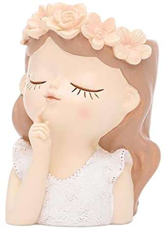 perfk Gesicht Blumentöpfe Elegante Frauen Büste Blumenvasen Sukkulenten Pflanzgefäße Indoor Aufenthaltsraum Desktop Decor, 7,5x7,5x11cm