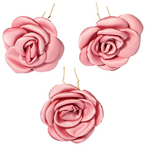 Clip per capelli da sposa a forma di U, 3 pezzi di rosa copricapo forcelle per capelli per donne e ragazze rosa