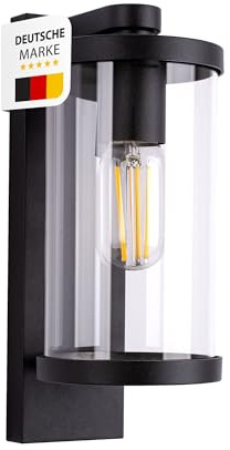 Maxkomfort Außenwandleuchte E27 Schwarz Aluminium IP44 Beleuchtung Garten moderne Wandleuchte aus Wandlampe Außenleuchte 1906A