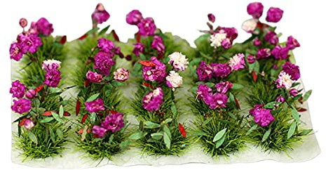 DIY miniatura mini realista flor racimo modelo ferroviario hadas jardín micro paisaje terreno hierba materiales de construcción paisaje diorama - violeta