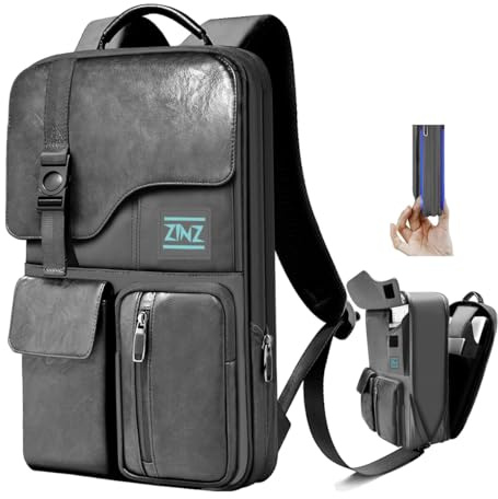ZINZ Slim & Expandable Laptop Backpack 15.6 Inch Water Resistant Bag, Anti-Theft Travel Daypack for Men and Women, Gray