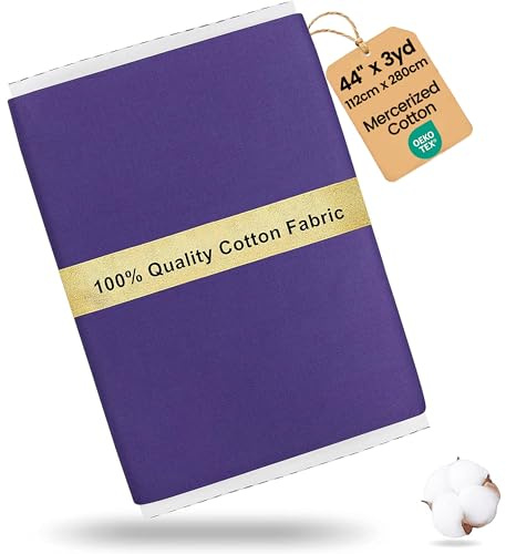 Craftido Tissu 100% Coton Oeko-Tex au mètre, 112cm Largeur x 280cm Extra Longue, Poids Moyen 145g, pour Matelassage, Couture, Confection de robes, Literie, Doublures, Loisirs Créatifs - Gentian Violet