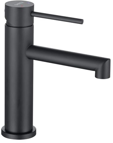 ONECE Wasserhahn Bad Schwarz, Waschtischarmatur mit Auslaufhöhe 105 mm | Einhebelmischer Badarmatur | Edelstahl | Abnehmbar Bubbler