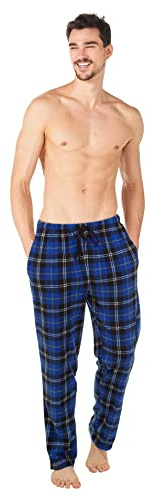 i-Smalls Pyjama pour homme - Pantalon de détente en polaire à carreaux, Blue, XXL