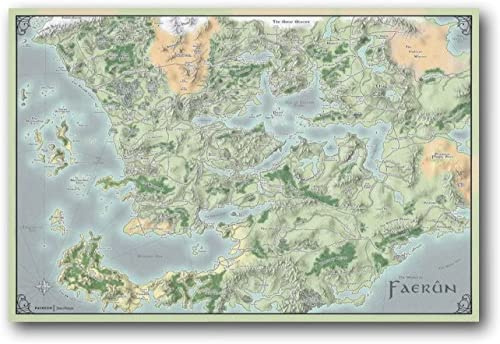 Konstaffisch 50 x 70 cm (19,7 x 27,6 tum) ingen ram Faerun - Forgotten Realms spelkarta affisch kanvas väggkonst för modern familjerum dekor estetisk dekor