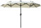 Outsunny Doppelsonnenschirm, 295 x 219cm, Sonnenschirmmit LED, oval, Gartenschirm windfest, stabil, Marktschirm mit verstellbarem Neigungswinkel für Terrasse, Pool, Polyester, Stahl, Beige