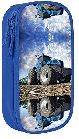 MOLIAE Federmäppchen mit Bauernhof-Traktor-Motiv, hohe Kapazität, langlebige Federmäppchen, Organizer-Etui, für Männer und Frauen, blau, Einheitsgröße, modisch