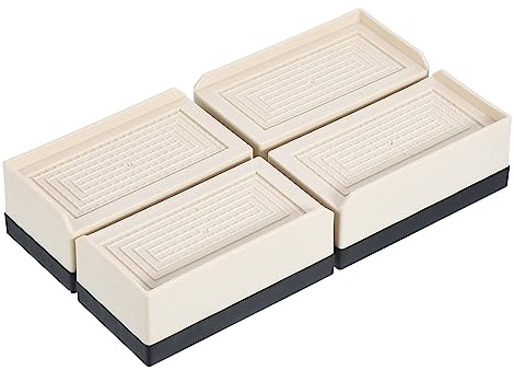 sourcing map Furniture Risers 1.5 Inch, 4Pcs Rectangle Bed Risers Adjustable Couch Riser for Extender for Bed Desk Sofa Table Lift Support Up to 1300Lbs, Beige
