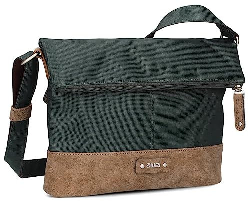 Zwei Damen Handtasche Olli OT6 erweiterbare Umhängetasche 2/4 Liter Crossbody Bag wasserabweisend robust strapazierfähig Canvas-Stil Vintage-Look (pine)