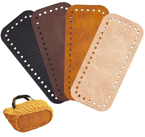 PH PandaHall Ledertaschenboden Rechteckig zum Häkeln, 4 Stück, 18x8cm | Taschenpolster Kissen Basisformer Häkeltaschen Bodenformer Mit Löchern Für Die Herstellung von DIY Umhängetaschen